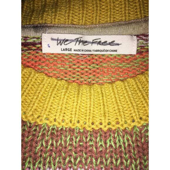 Free People Ibiza Swit Knit Short Sleeve Crochet Palm Tree Striped Tee Shirt Top - Picture 7 of 8